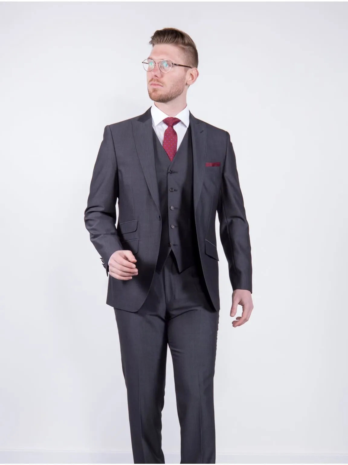 Wedding Special Torre Mohair Tailored Fit Charcoal Suit Jacket