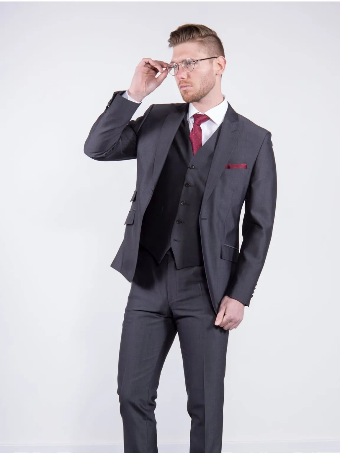 Wedding Special Torre Mohair Tailored Fit Charcoal Suit Jacket