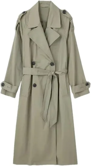 Women With Belt Solid Double Breasted Trench Vintage Lapel Long Sleeves Solid Trenchcoats