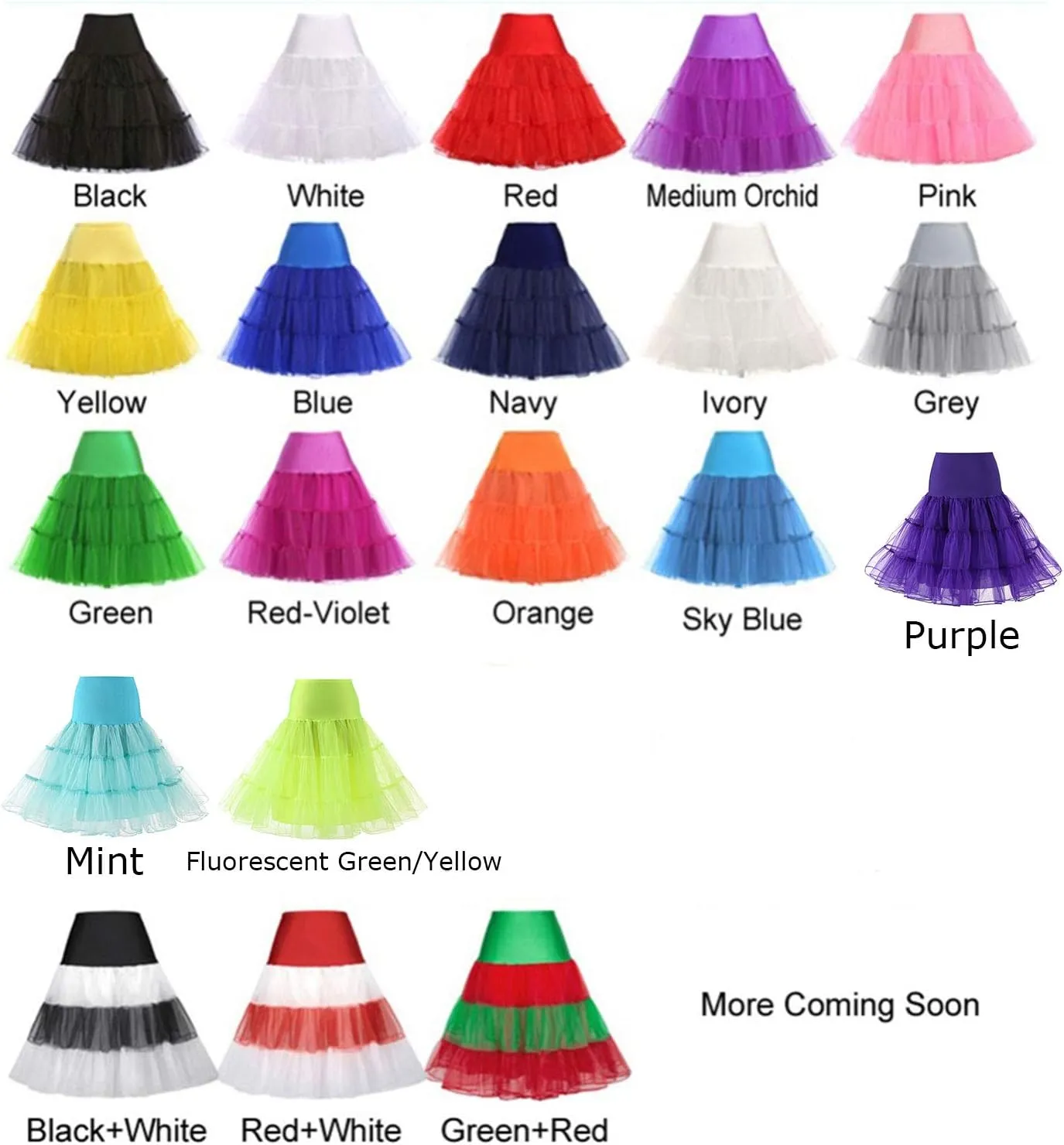 Women's 50s Vintage Petticoat Half Slip Tutu Underskirt 26" Crinoline Rockabilly