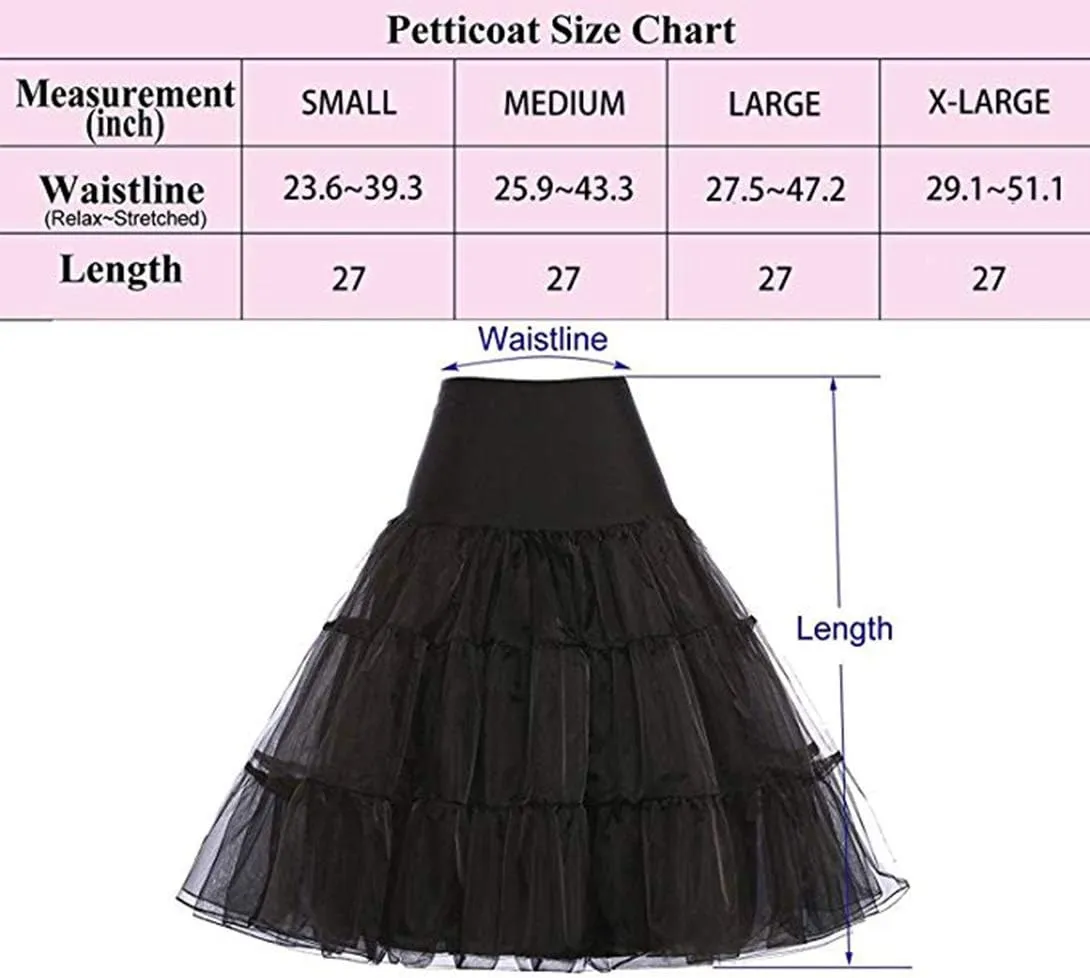 Women's 50s Vintage Petticoat Half Slip Tutu Underskirt 26" Crinoline Rockabilly