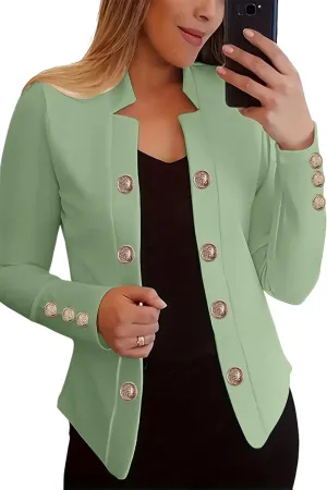 Women's Double Breasted Slim Fit Blazers Notch Lapel Work Office Suits Casual Open Front Blazer
