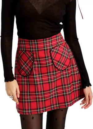 Women's Plaid Mini Pencil Skirt High Waist Bodycon Tartan Skirt Vintage Elegant Skirt