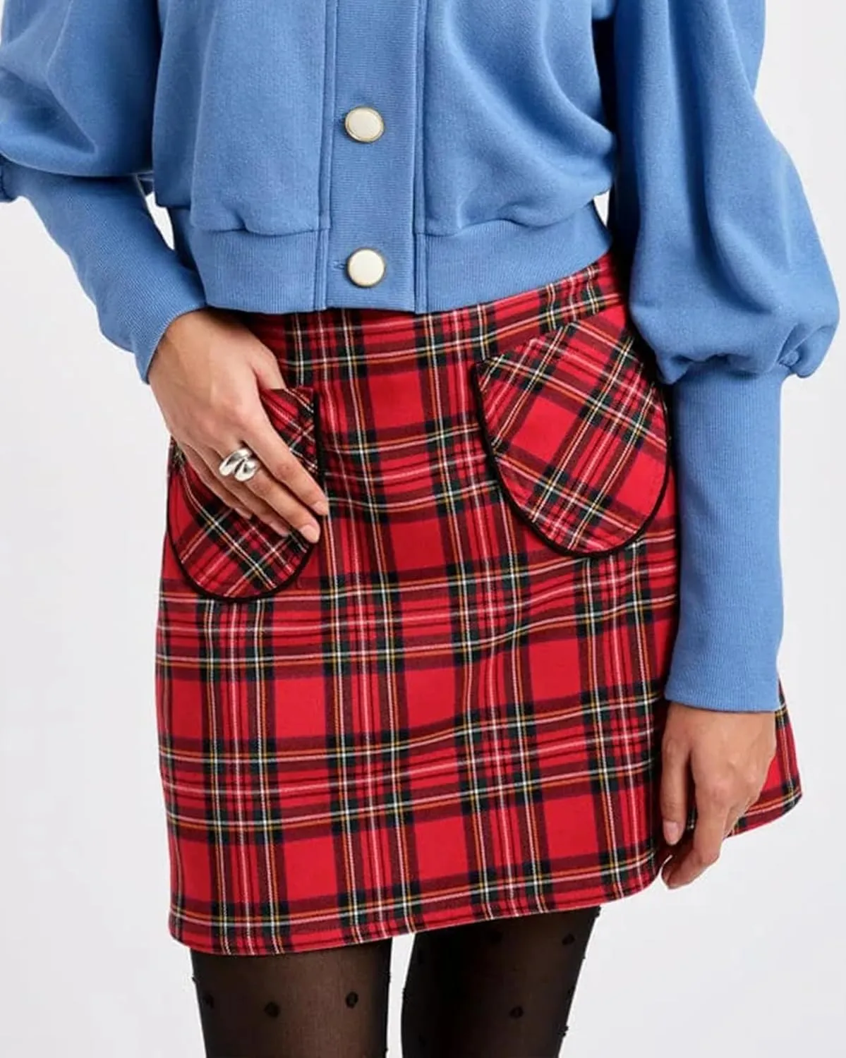 Women's Plaid Mini Pencil Skirt High Waist Bodycon Tartan Skirt Vintage Elegant Skirt