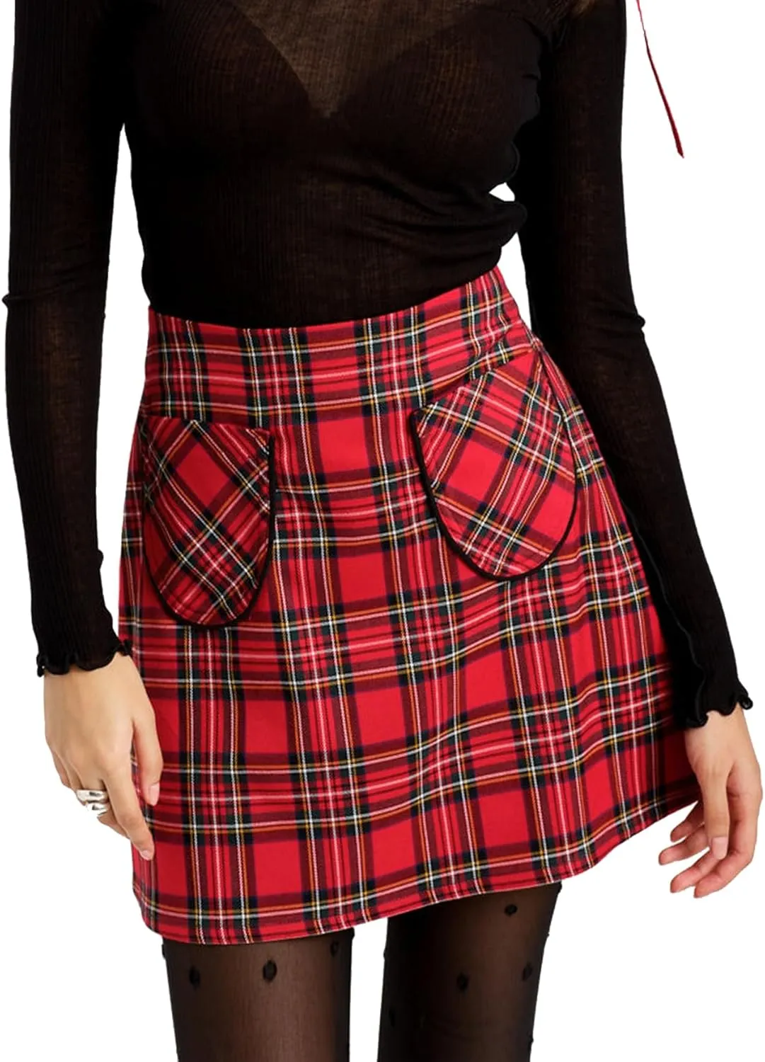 Women's Plaid Mini Pencil Skirt High Waist Bodycon Tartan Skirt Vintage Elegant Skirt